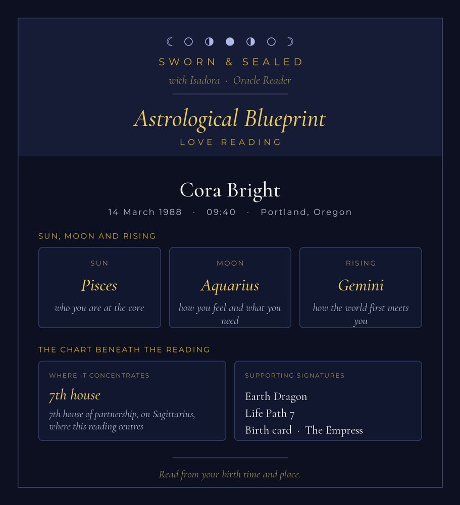 Astrological Blueprint keepsake
